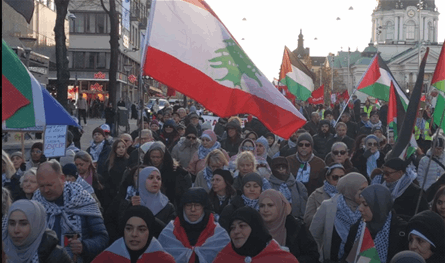 من السويد.. متظاهرون يدعمون لبنان (صور)