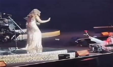 بسبب وردة... شاهدوا بالفيديو ما جرى بين فنانة شهيرة وأحد معجبيها خلال حفلٍ!